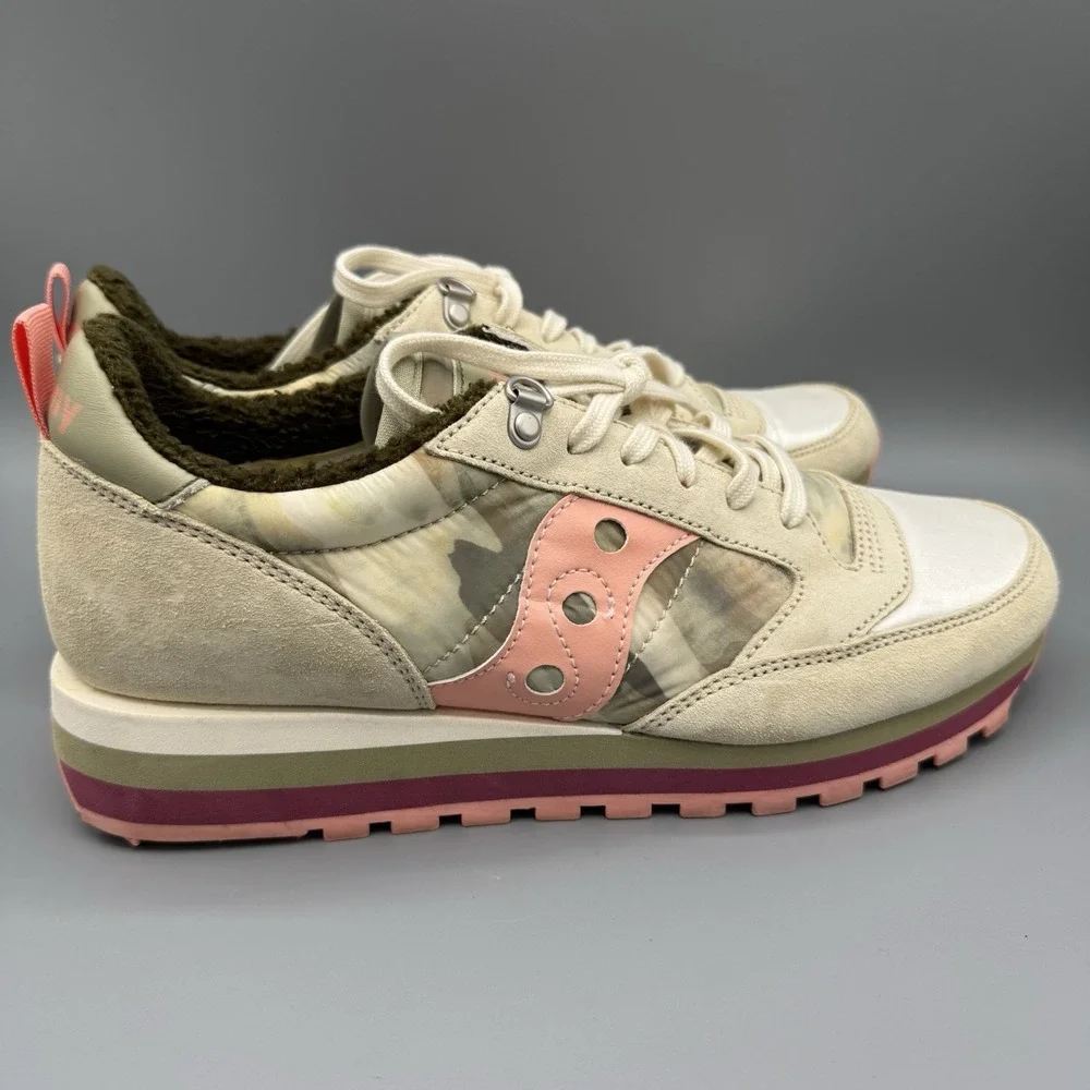 Saucony Jazz Triple S605812 Mountain Green Peach Retro Shoes Womens Size 10